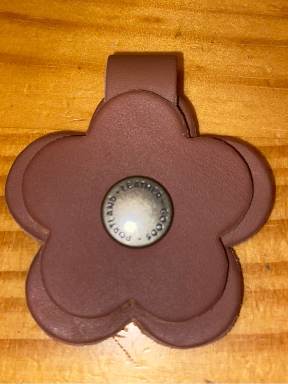 Portland Leather Snap Flower in Mauve/Brown - NEW
